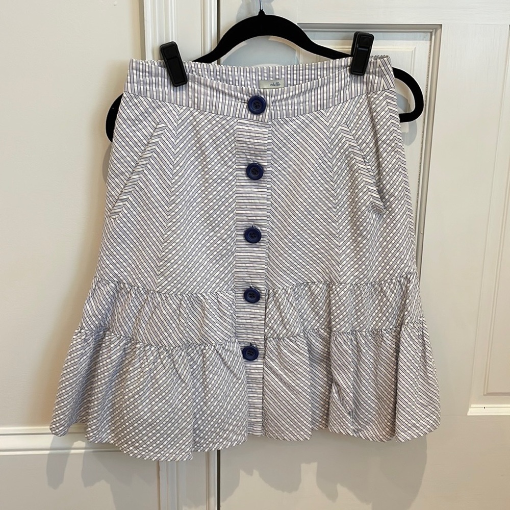 Anthropologie | Odille | Navy and White Skirt | Size 2